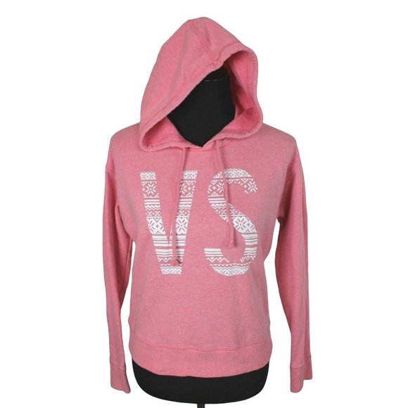 Victorias Secret Hoodie Pullover S Pink Nordic Fair Isle Angel Wings - Picture 1 of 5